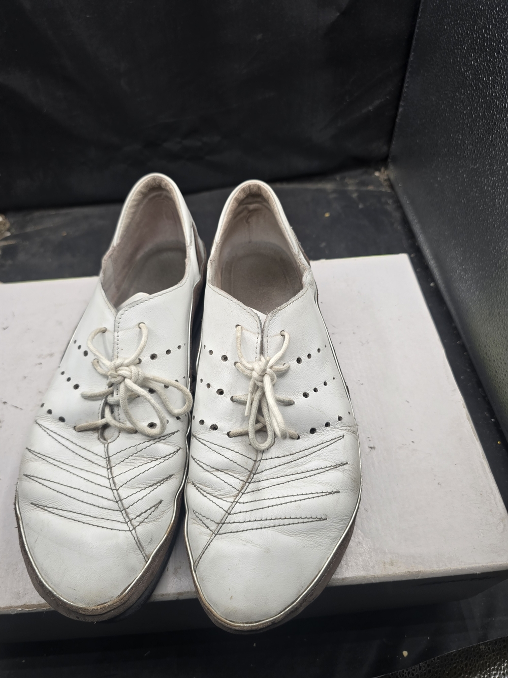 Naot White Leather Lace-Up Clogs‎